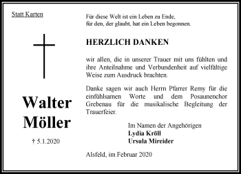 Traueranzeige von Walter Möller von 563 Oberhessische Zeitung