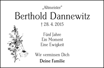 Traueranzeige von Berthold Dannewitz von 582 Camberger Anzeiger