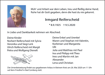 Traueranzeige von Irmgard Reiferscheid von 582 Camberger Anzeiger