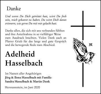 Traueranzeige von Adelheid Hasselbach von 201 Wetzlarer Neue Zeitung
