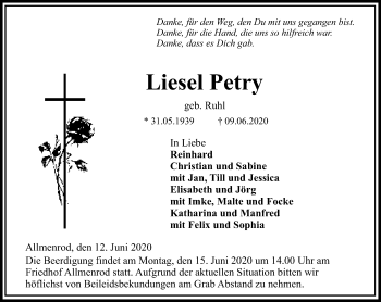 Traueranzeige von Liesel Petry von 562 Lauterbacher Anzeiger