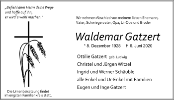Traueranzeige von Waldemar Gatzert von 201 Wetzlarer Neue Zeitung