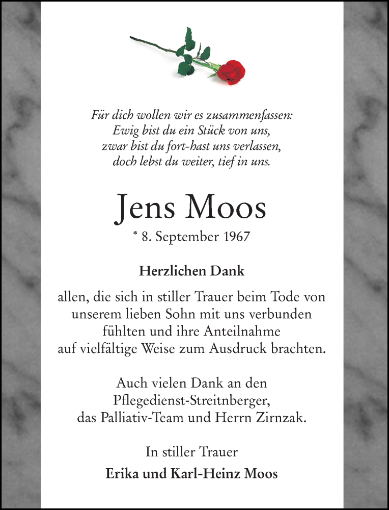 Traueranzeige für Jens Moos vom 25.07.2020 aus 206 Weilburger Tageblatt