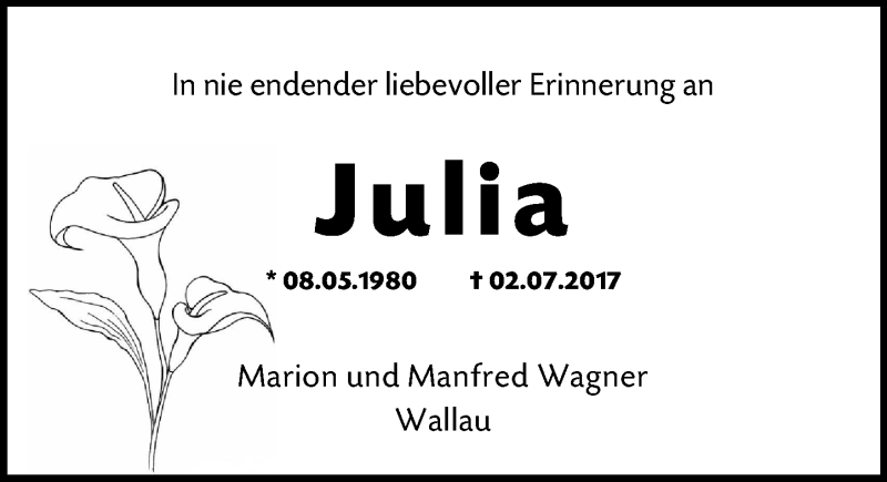  Traueranzeige für Julia Schenk vom 02.07.2020 aus 205 Hinterländer Anzeiger