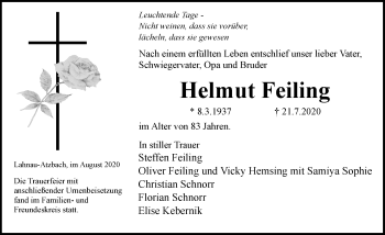 Traueranzeige von Helmut Feiling von 201 Wetzlarer Neue Zeitung