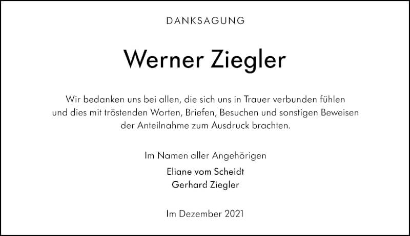  Traueranzeige für Werner Ziegler vom 18.12.2021 aus 201 Wetzlarer Neue Zeitung