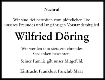 Traueranzeige von Wilfried Döring von 562 Lauterbacher Anzeiger