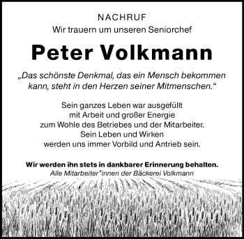 Traueranzeige von Peter Volkmann von 201 Wetzlarer Neue Zeitung
