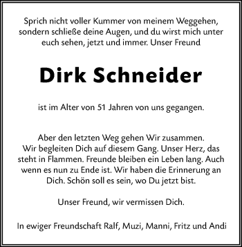 Traueranzeige von Dirk Schneider von 201 Wetzlarer Neue Zeitung
