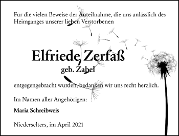 Traueranzeige von Elfriede Zerfall von 582 Camberger Anzeiger