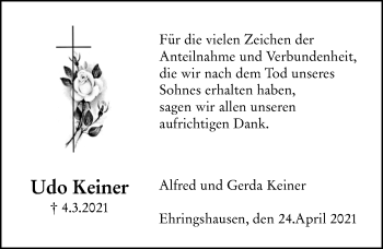 Traueranzeige von Udo Keiner von 201 Wetzlarer Neue Zeitung