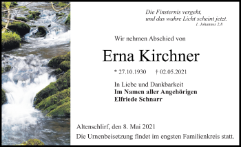 Traueranzeige von Erna Kirchner von VRM Trauer
