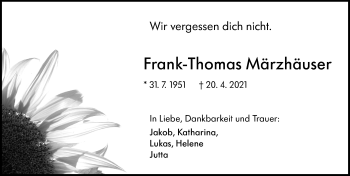 Traueranzeige von Frank-Thomas Märzhäuser von 560 Gießener Anzeiger