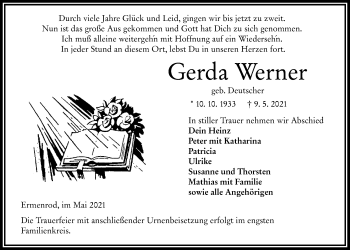 Traueranzeige von Gerda Werner von VRM Trauer