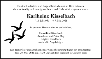 Traueranzeige von Karlheinz Kisselbach von 564 Usinger Anzeiger
