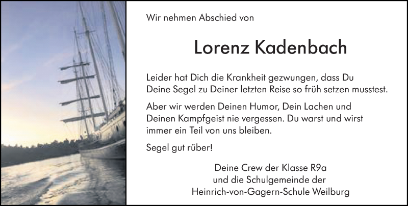  Traueranzeige für Lorenz Kadenbach vom 10.06.2021 aus 206 Weilburger Tageblatt