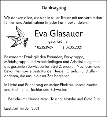 Traueranzeige von Eva Glasauer von 201 Wetzlarer Neue Zeitung