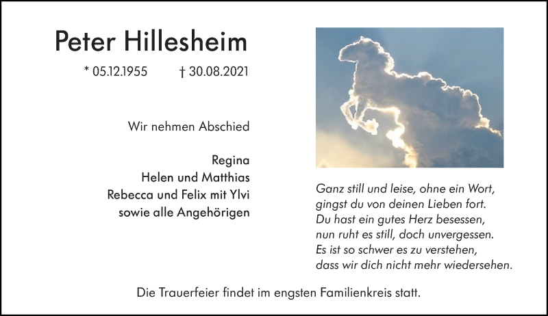  Traueranzeige für Peter Hillesheim vom 13.09.2021 aus 205 Hinterländer Anzeiger