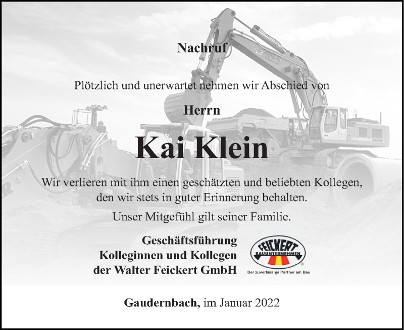  Traueranzeige für Kai Klein vom 20.01.2022 aus Weilburger Tageblatt