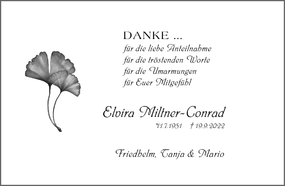  Traueranzeige für Elvira Miltner-Conrad vom 29.10.2022 aus Wetzlarer Neue Zeitung