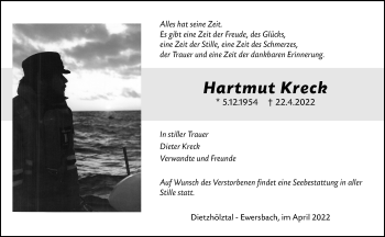 Traueranzeige von Hartmut Kreck von Dill Block