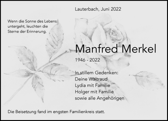 Traueranzeige von Manfred Merkel von VRM Trauer