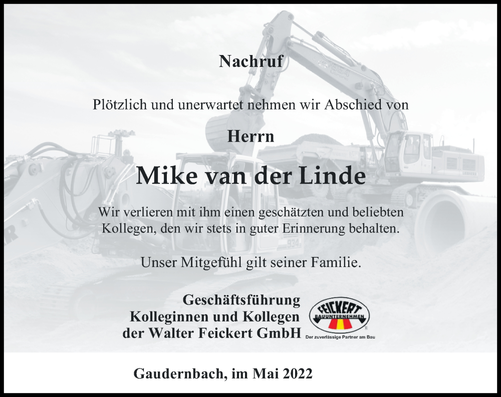  Traueranzeige für Mike van der Linde vom 25.06.2022 aus Weilburger Tageblatt
