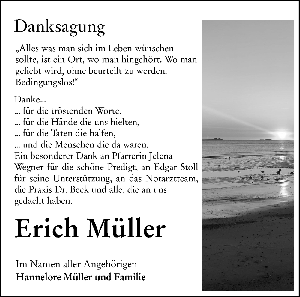  Traueranzeige für Erich Müller vom 09.07.2022 aus Dill Block