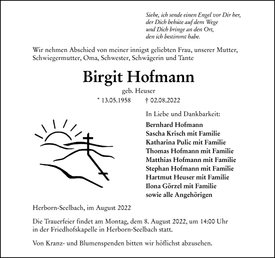 Traueranzeige von Birgit Hofmann von Dill Block