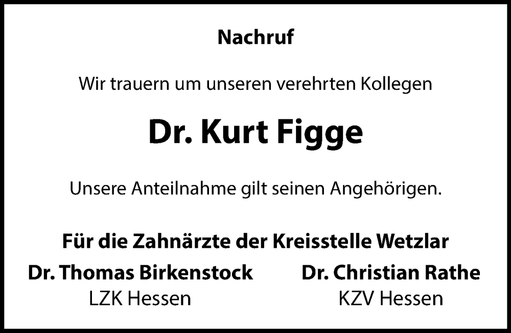  Traueranzeige für Kurt Figge vom 13.08.2022 aus Wetzlarer Neue Zeitung