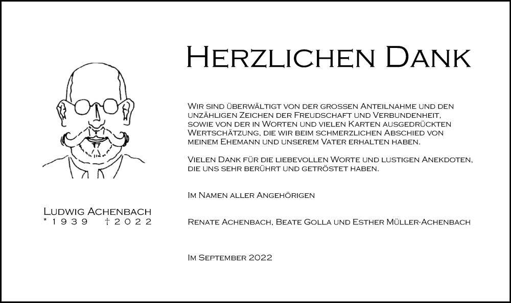  Traueranzeige für Ludwig Achenbach vom 17.09.2022 aus Hinterländer Anzeiger