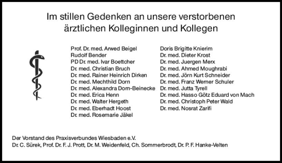 Traueranzeige von Totentafel vom 25.11.2023 von Wiesbadener Kurier