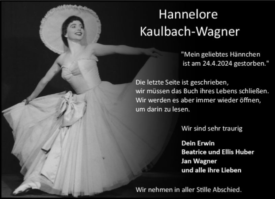 Traueranzeige von Hannelore Kaulbach-Wagner von Odenwälder Echo