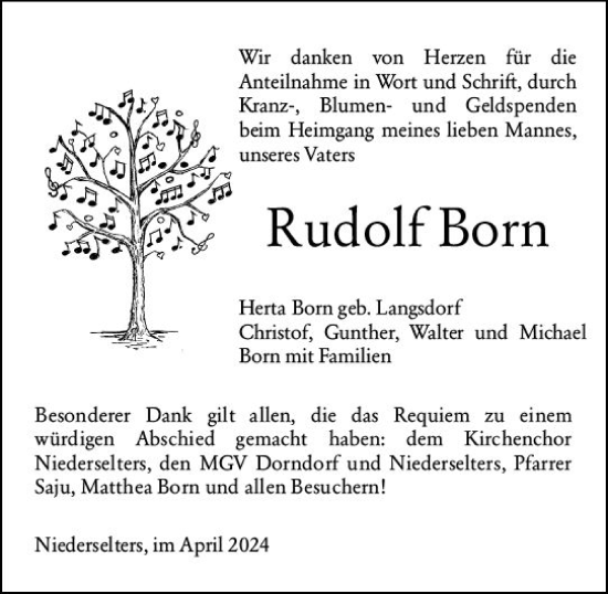 Traueranzeige von Rudolf Born von Camberger Anzeiger